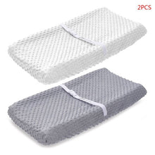 Load image into Gallery viewer, 2 Pcs Soft Reusable Changing Pad Cover Minky Dot Foldable Travel Baby Breathable Diaper Pad Sheets Cover