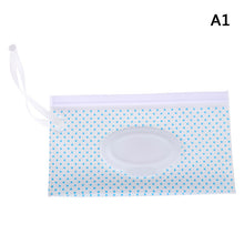 Load image into Gallery viewer, Eco-friendly Easy-carry Wet Wipes Bag Snap Strap Wipes Container Clamshell Cosmetic Pouch Clutch Cleaning Wipes Case
