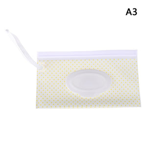 Eco-friendly Easy-carry Wet Wipes Bag Snap Strap Wipes Container Clamshell Cosmetic Pouch Clutch Cleaning Wipes Case